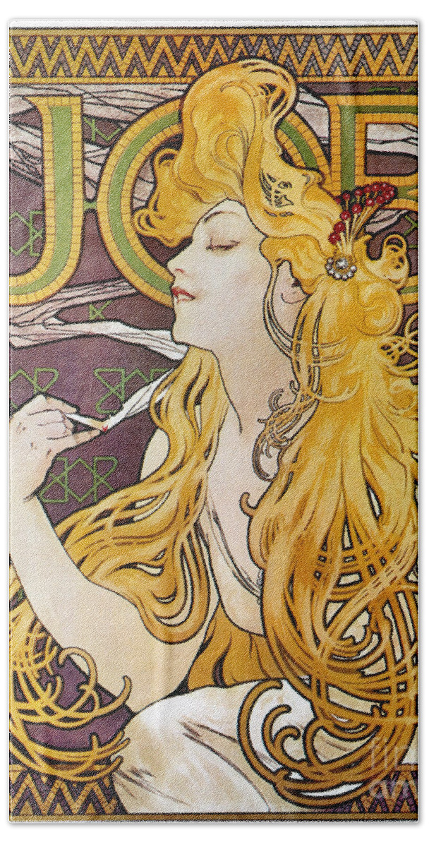 1897 Beach Sheet featuring the photograph Cigarette Papers by Alphonse Mucha