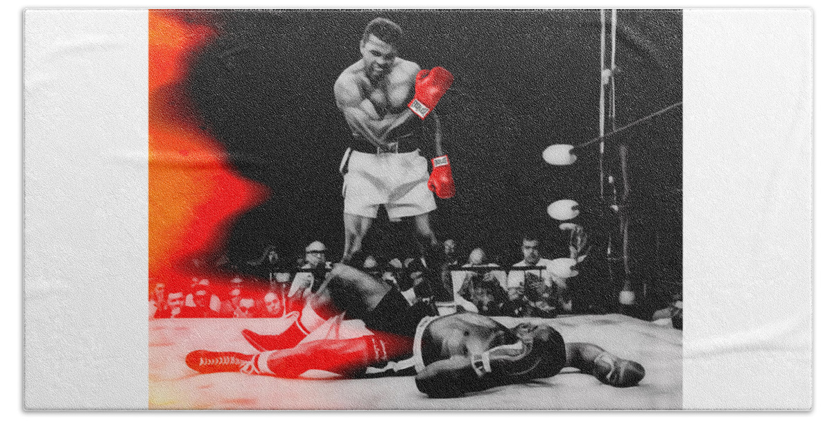 Sports Paintings Beach Towel featuring the mixed media Muhammad Ali Art #1 by Marvin Blaine