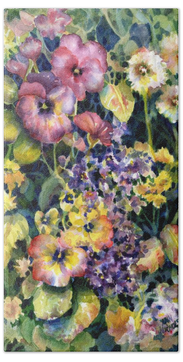 Dandelions Beach Towel featuring the painting My Garden #1 by Ann Nicholson