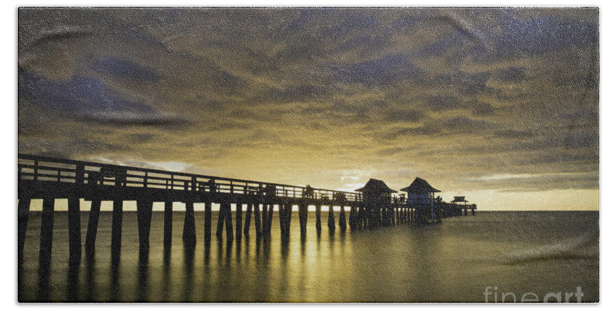 Naples Beach Towel featuring the photograph Naples Pier Sunset #2 by Brian Jannsen