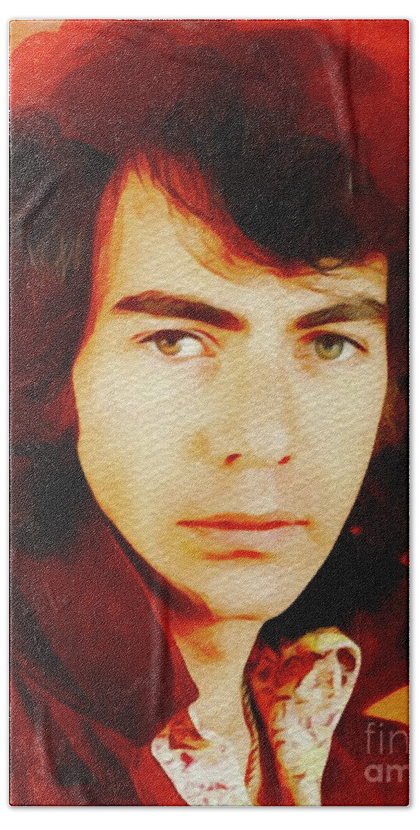 Neil Beach Towel featuring the painting Neil Diamond, Music Legend #1 by Esoterica Art Agency
