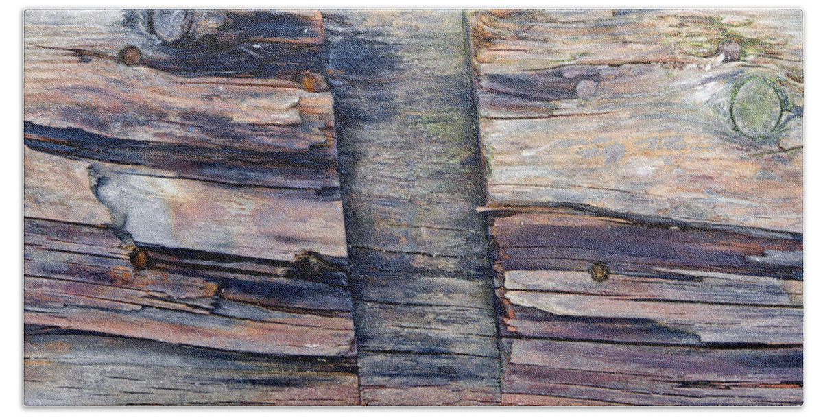 Abstract Beach Towel featuring the photograph Old wood #1 by Tom Gowanlock