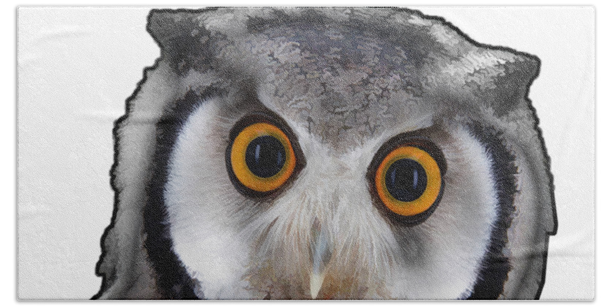 Owl Beach Towel featuring the digital art OWL #1 by Roger Lighterness