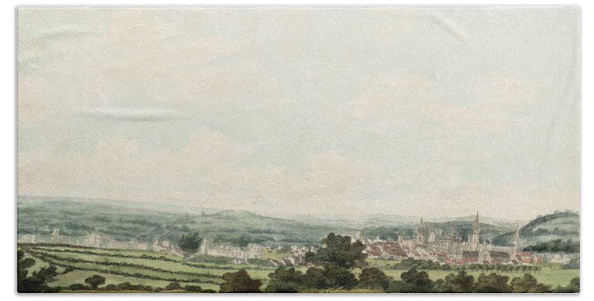 Joseph Mallord William Turner 1775�1851  Oxford From The South-west Beach Towel featuring the painting Oxford by Joseph Mallord