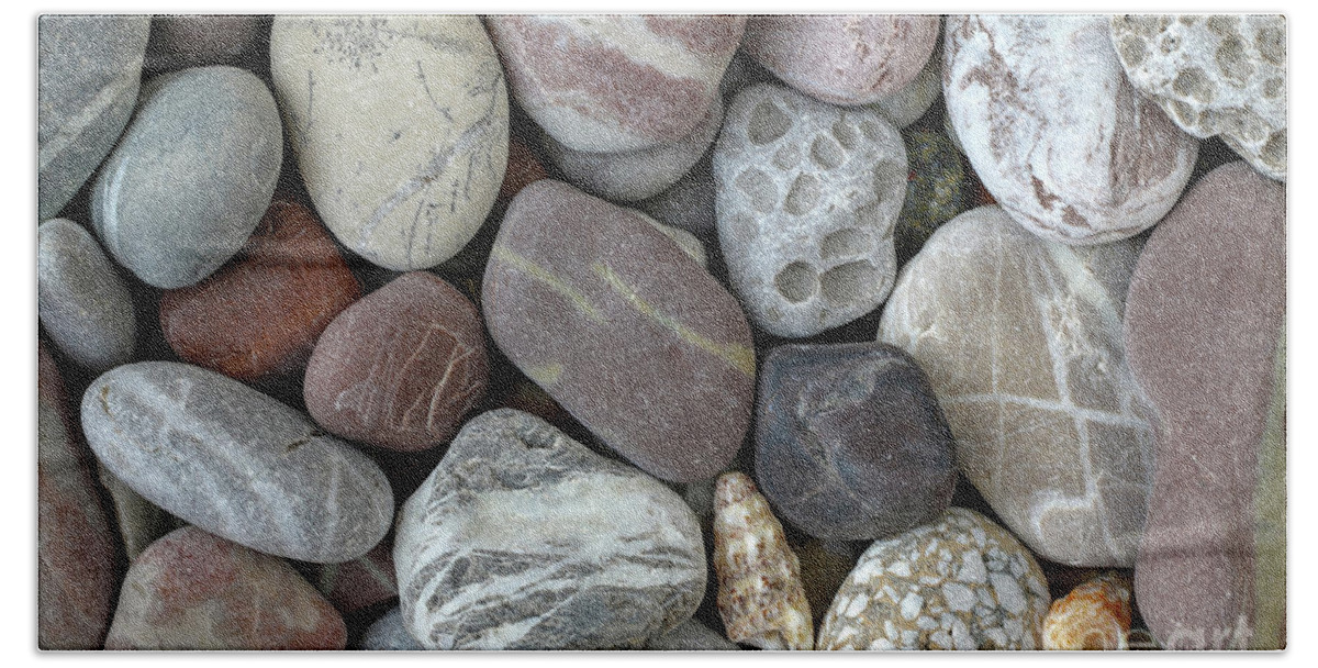 Stone Beach Towel featuring the photograph Pebbles in earth colors - stone pattern #1 by Michal Boubin