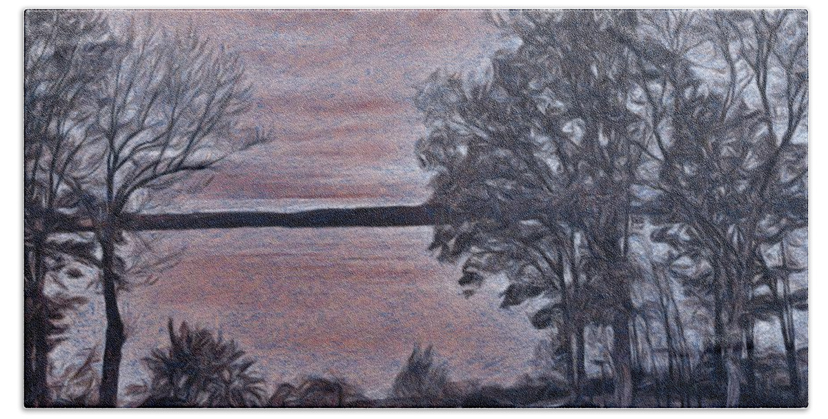 Black And White Pastel Beach Towel featuring the painting Pennsylvania Landscape #2 by Joan Reese