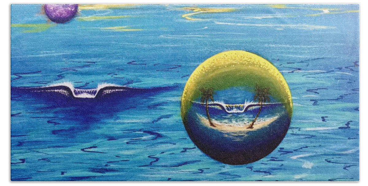 Planetsurfprint Beach Towel featuring the painting Planet Surf #2 by Paul Carter