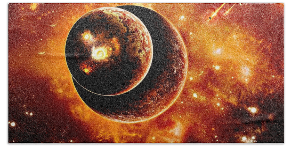 Planets Beach Towel featuring the digital art Planets #1 by Super Lovely