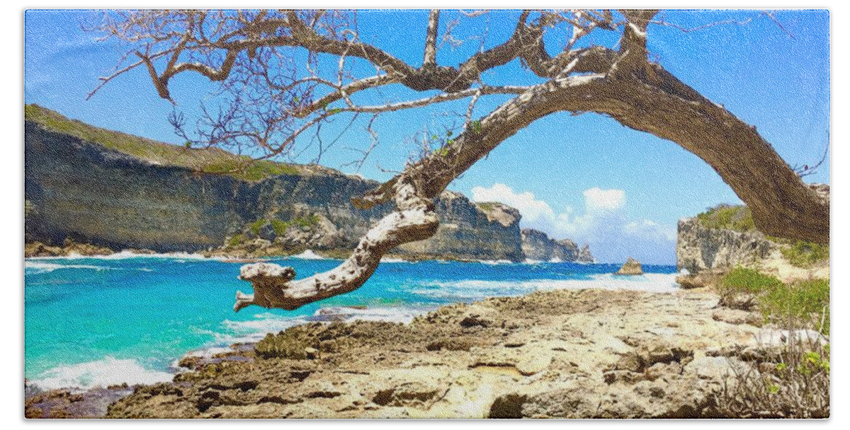 Guadeloupe Beach Sheet featuring the photograph Porte d Enfer, Guadeloupe #1 by Cristina Stefan