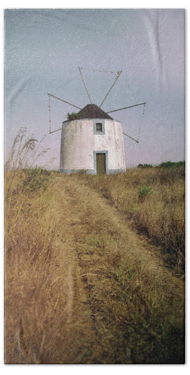 Rural Beach Towel featuring the photograph Portuguese Windmill #1 by Carlos Caetano