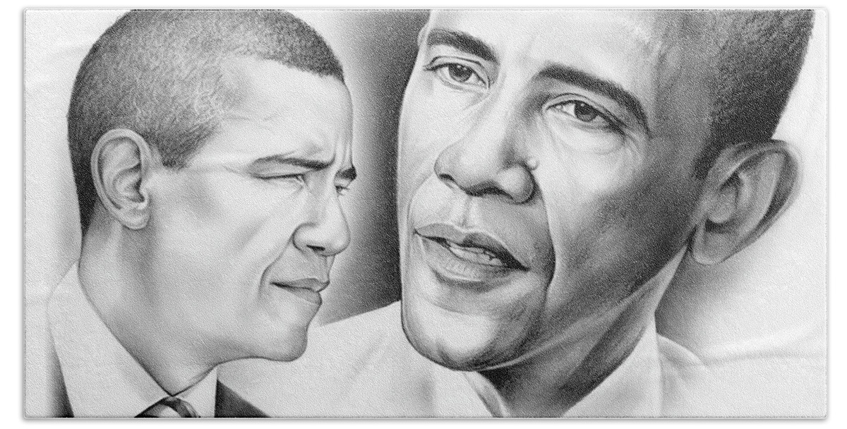 President Beach Towel featuring the drawing President Barack Obama #1 by Greg Joens