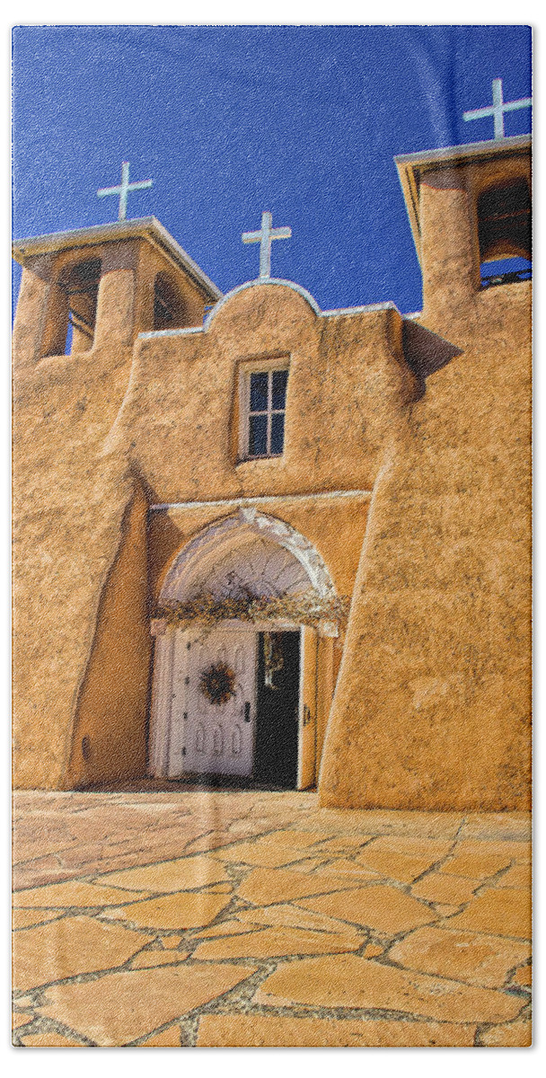  Ranchos De Taos Beach Sheet featuring the photograph Ranchos de Taos church #1 by Charles Muhle