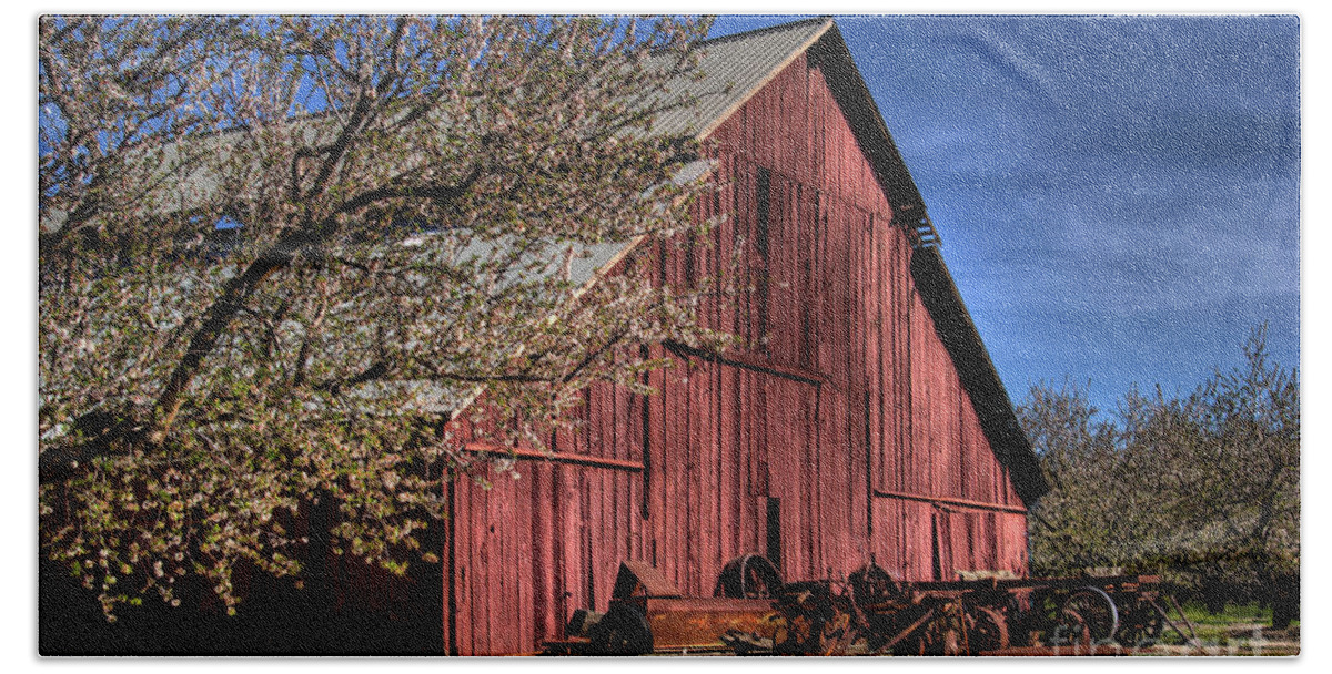 Barn Beach Sheet featuring the photograph Red Barn #1 by Jim And Emily Bush