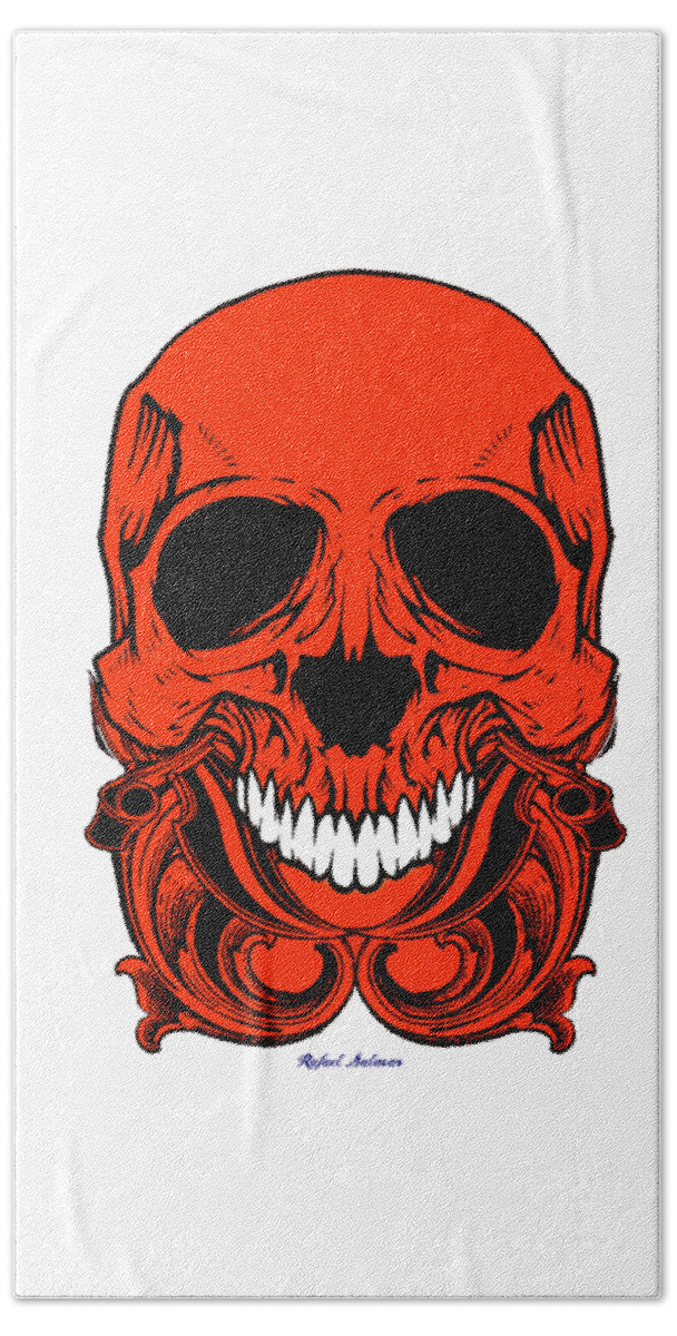  Beach Towel featuring the digital art Red Skull #1 by Rafael Salazar