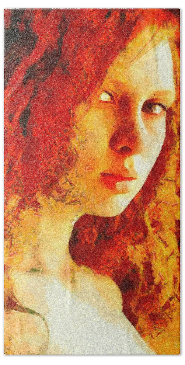 Woman Beach Sheet featuring the digital art Redhead #1 by Gun Legler
