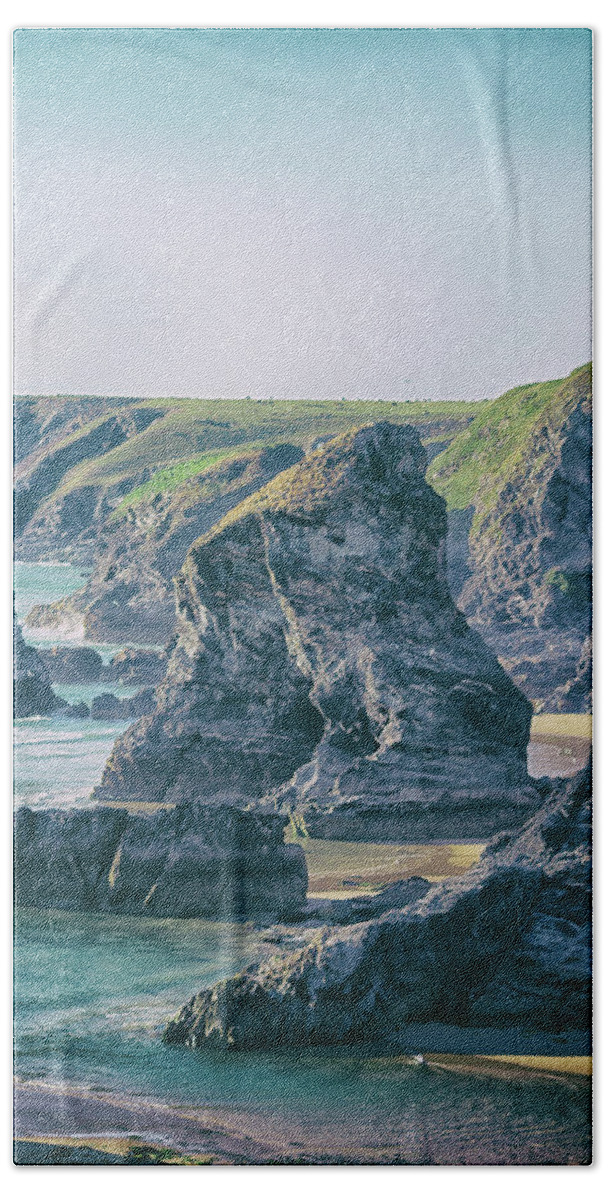 Cornwall Beach Towel featuring the photograph Rock Face #1 by Martin Newman