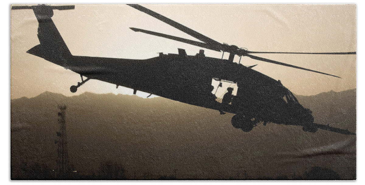 Sikorsky Hh-60 Pave Hawk Beach Towel featuring the digital art Sikorsky HH-60 Pave Hawk #1 by Super Lovely