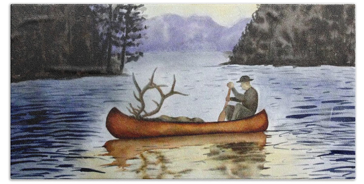 Canoe Beach Towel featuring the painting Solitude #1 by Jimmy Smith