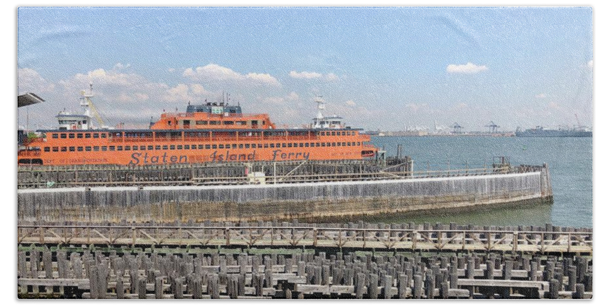 Staten Island Ferry Beach Towel featuring the photograph Staten Island Ferry by Flavia Westerwelle
