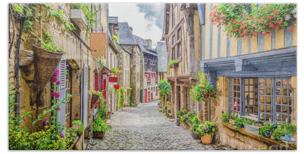 Alley Beach Towel featuring the photograph Streets of Dinan #1 by JR Photography