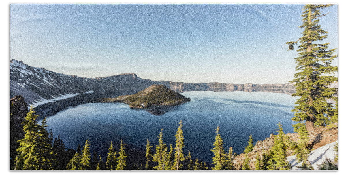 America Beach Towel featuring the photograph Stunning Crater Lake in Oregon #1 by Didier Marti
