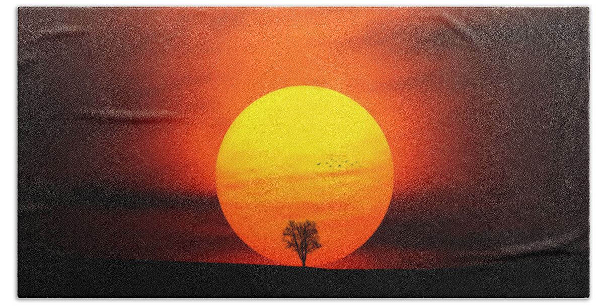 Autumn Beach Sheet featuring the photograph Sunset #1 by Bess Hamiti