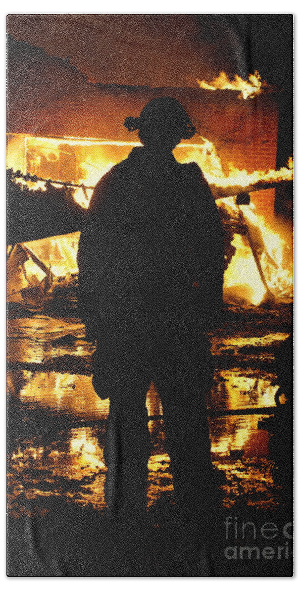 Fireman Beach Towel featuring the photograph The Fireman #1 by Benanne Stiens
