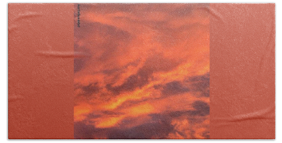 Sunrise_and_sunsets Beach Towel featuring the photograph The #sky Has Been On #fire In #1 by Austin Tuxedo Cat