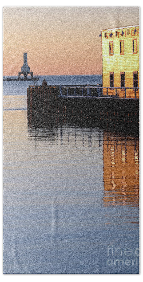 Port Washington Beach Towel featuring the photograph Time to reflect by Eric Curtin