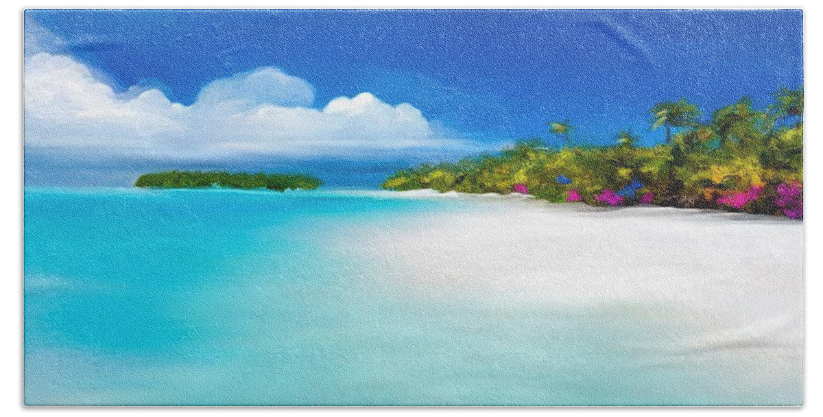 Anthony Fishburne Beach Towel featuring the digital art Tranquil beach #2 by Anthony Fishburne