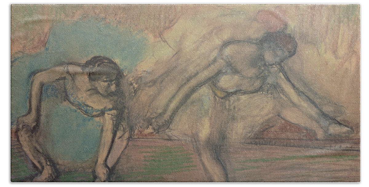 2 Beach Towel featuring the pastel Two Dancers Resting by Edgar Degas