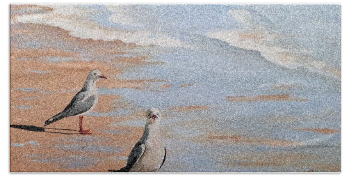 Australia Beach Towel featuring the painting Two's company #2 by Anne Gardner