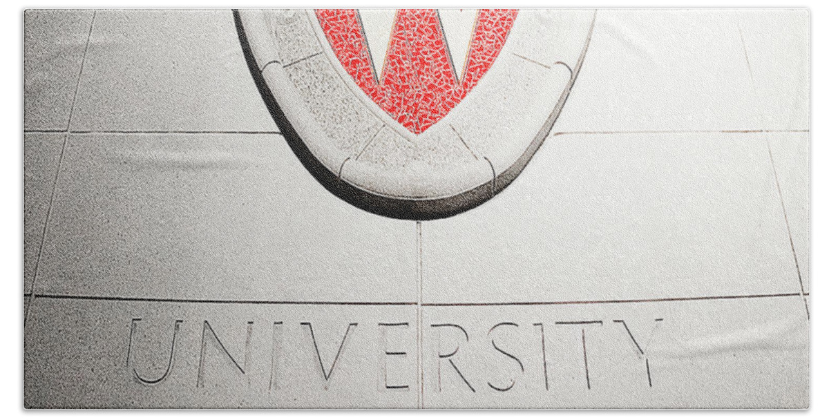 University Of Wisconsin Beach Towel featuring the photograph UW Crest #1 by Todd Klassy