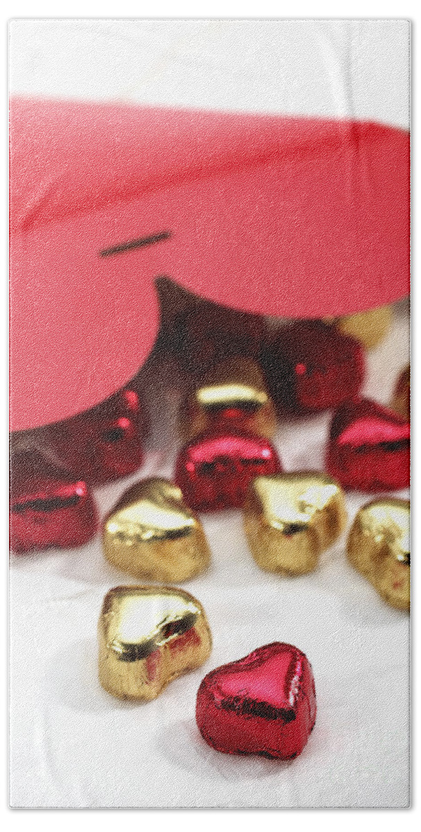 Chocolate Beach Towel featuring the photograph Valentines Day Chocolates #1 by Gerard Lacz