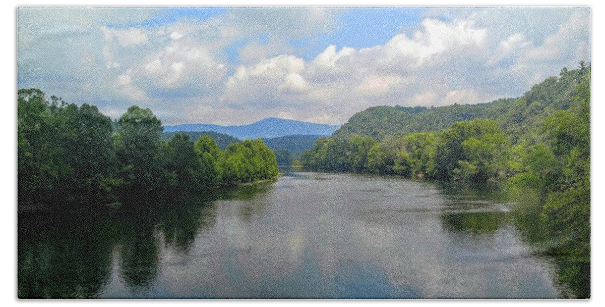 Landscape Mountains James River Beach Towel featuring the photograph View from the James River Lock #1 by Gail Butler