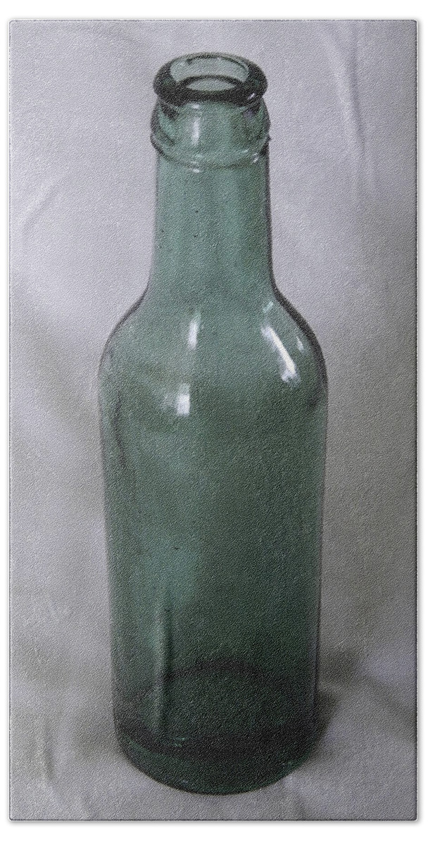 Bottle Beach Towel featuring the photograph Vintage Green Glass Bottle #1 by Phil Perkins