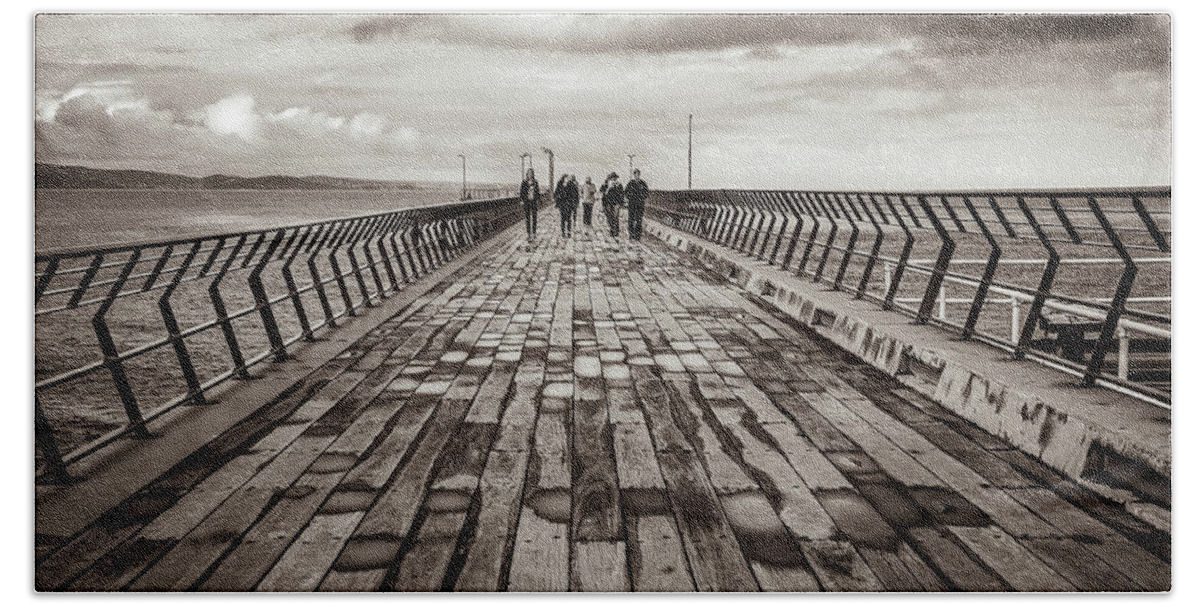 Pier Beach Towel featuring the photograph Walking the Pier #1 by Perry Webster