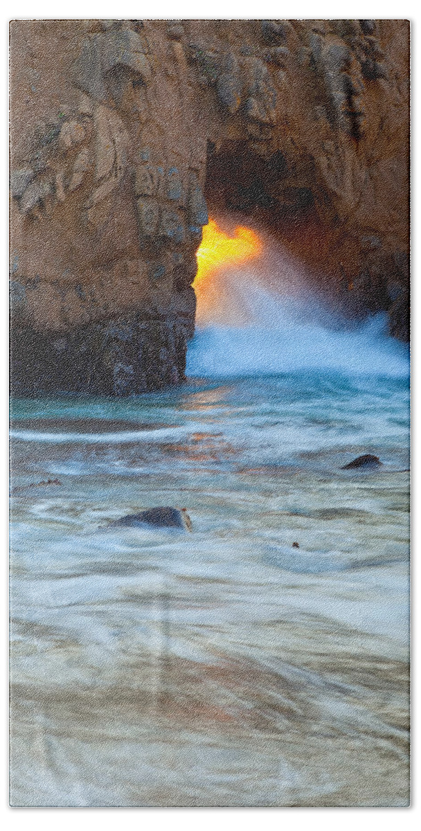 Landscape Beach Towel featuring the photograph Water and Fire by Jonathan Nguyen