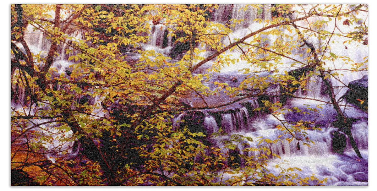 Fall Colors Beach Towel featuring the photograph Waterfalls and Fall Colors #1 by Paul W Faust - Impressions of Light