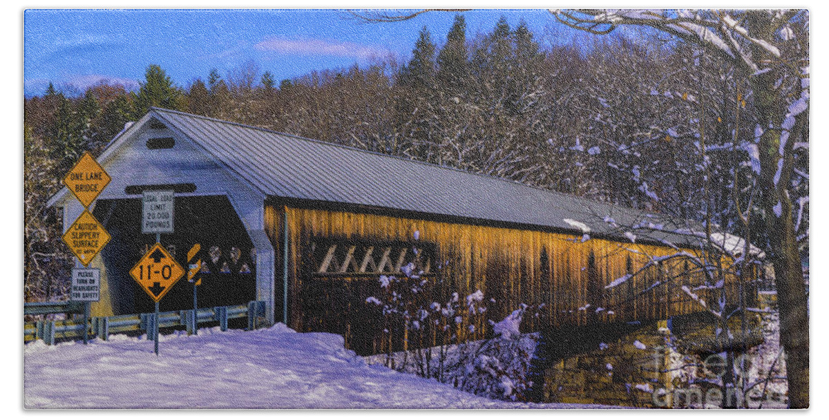 Vermont Beach Towel featuring the photograph West Dummerston Covered Bridge #1 by Scenic Vermont Photography