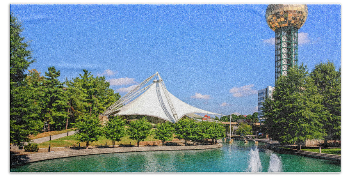 Sunsphere Beach Towel featuring the photograph World's Fair Park Knoxville TN #1 by Chris Smith