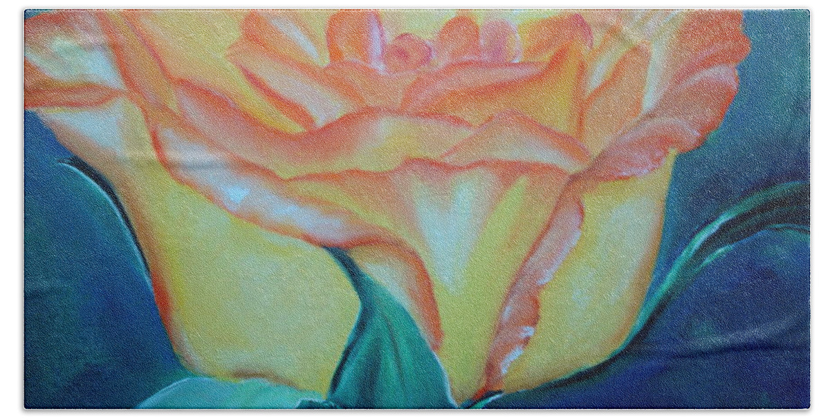 Rose Beach Towel featuring the pastel Yellow Rose #1 by Melinda Etzold
