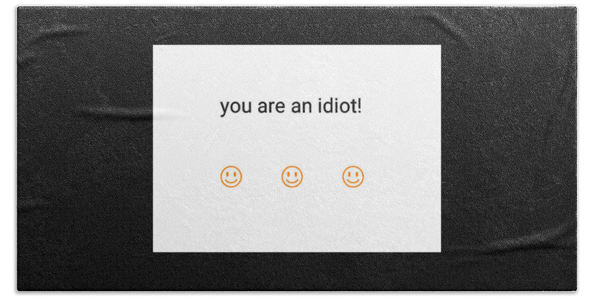 #emoji Beach Towel featuring the digital art You are an idiot #1 by Sari Kurazusi