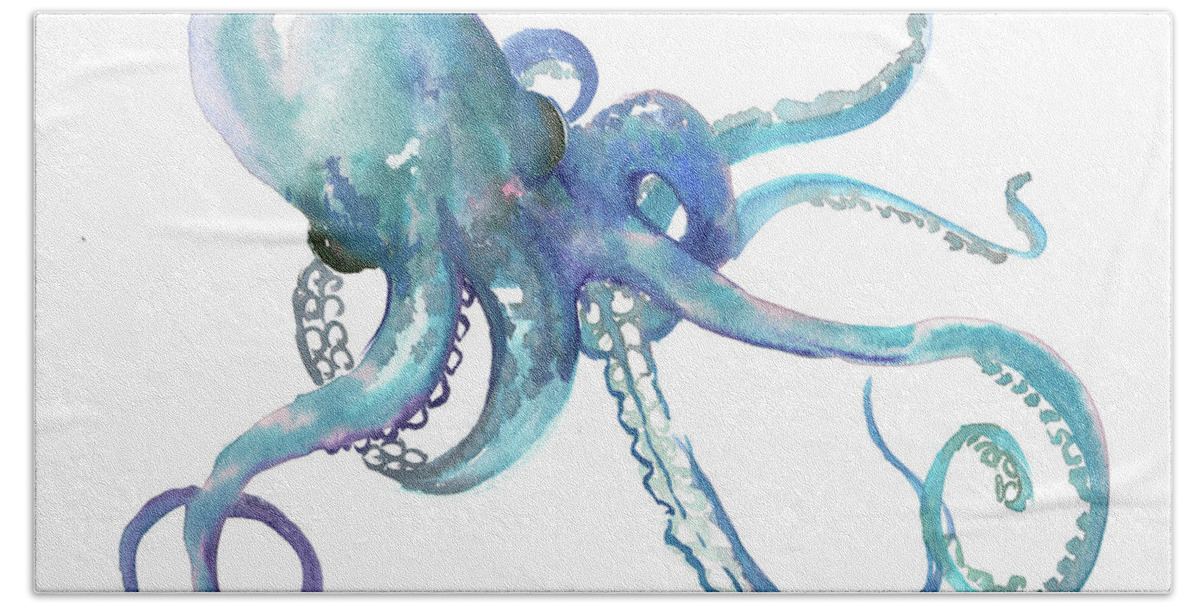 Octopus Beach Towel featuring the painting Octopus #10 by Suren Nersisyan