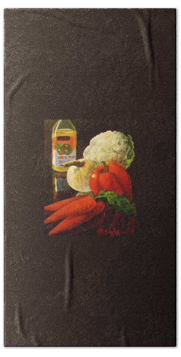 Food Beach Towel featuring the painting 100 Percent Pure by Marilyn Jacobson