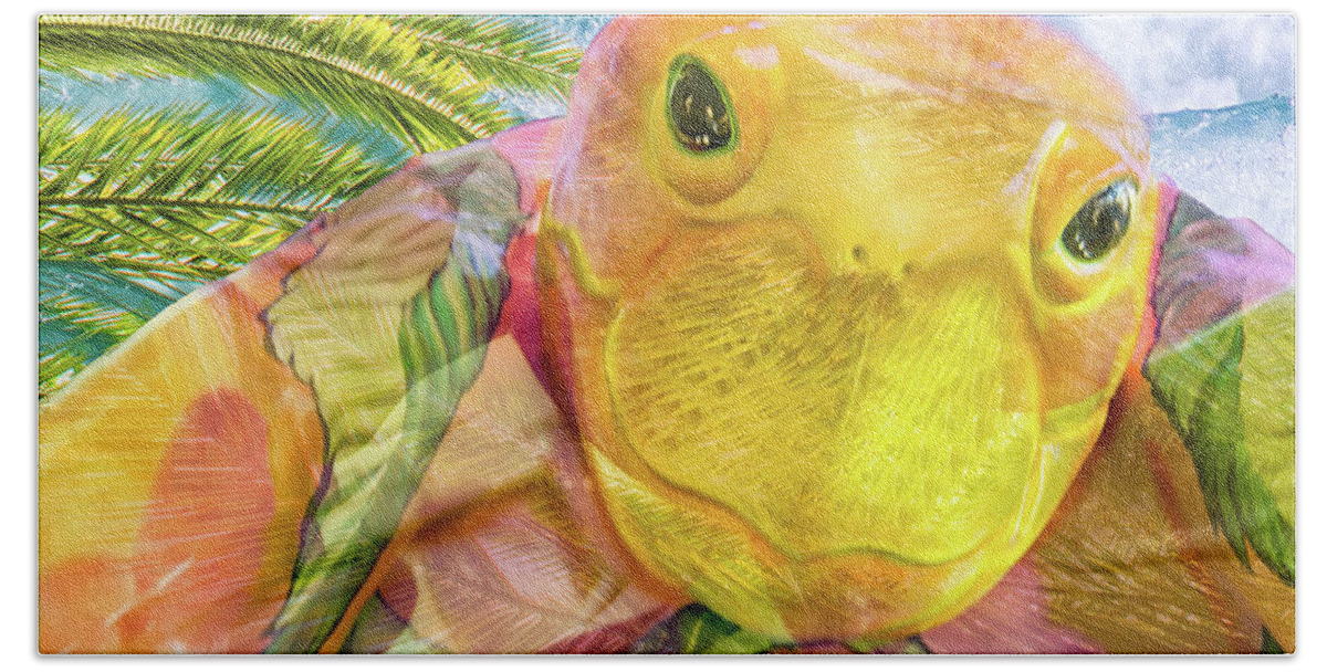 Sea Turtle Beach Towel featuring the mixed media 10795 Sea Turtle by Pamela Williams