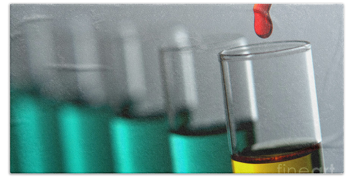 Chemical Beach Towel featuring the photograph Test Tubes in Science Research Lab #109 by Olivier Le Queinec
