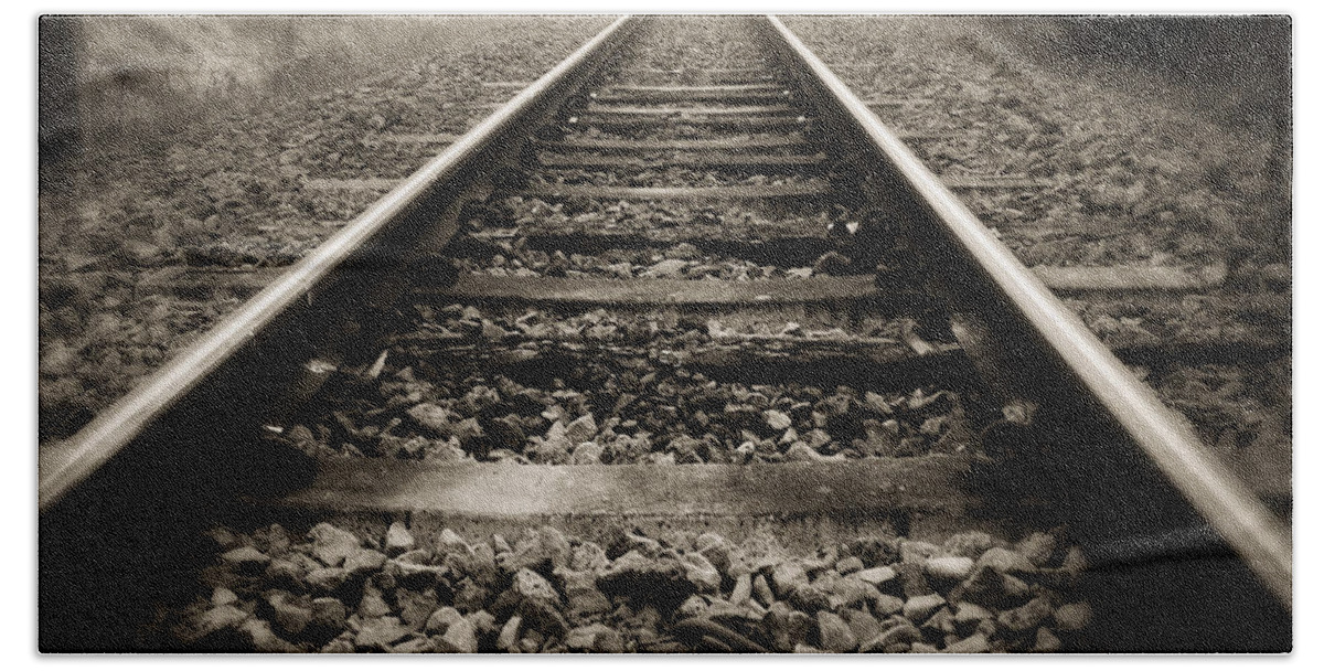 Lines Beach Towel featuring the photograph Railway tracks #12 by Les Cunliffe