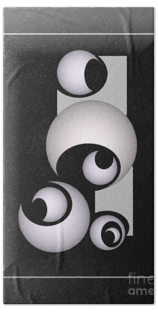 Abstract. Black And White Beach Towel featuring the digital art 1287-4 2016 by John Krakora