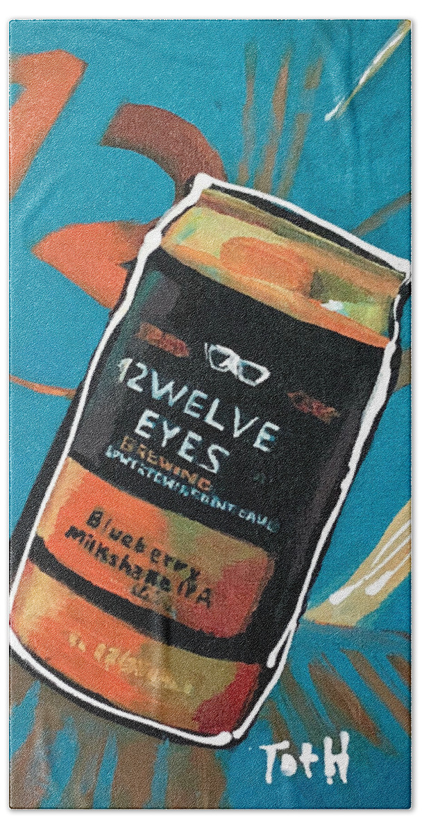 12welve Eyes Beach Sheet featuring the painting 12welve Eyes by Laura Toth